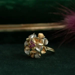 Sale Bicolour gouden ring met robijn 14 krt Ringen Met Edelsteen