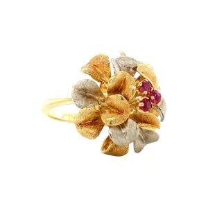 Sale Bicolour gouden ring met robijn 14 krt Ringen Met Edelsteen