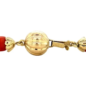 New Bloedkoraal armband met gouden sluiting 14 krt Armbanden Met Edelsteen