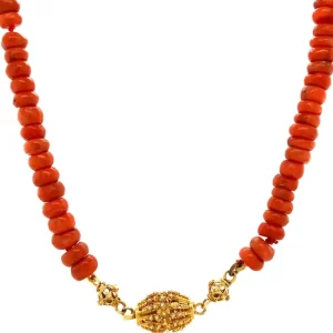 Best Bloedkoraal collier met gouden sluiting 14 krt Kettingen Met Edelsteen