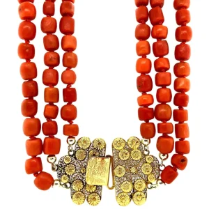 Best Bloedkoraal collier met gouden sluiting 14 krt Kettingen Met Edelsteen