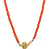 Clearance Bloedkoraal collier met gouden sluiting 14 krt Kettingen Met Edelsteen