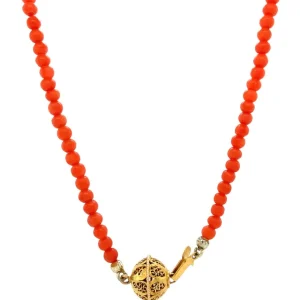 Clearance Bloedkoraal collier met gouden sluiting 14 krt Kettingen Met Edelsteen