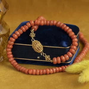 Best Bloedkoraal collier met gouden sluiting 14 krt Kettingen Met Edelsteen
