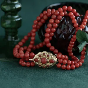 Fashion Bloedkoraal collier met gouden sluiting 14 krt Kettingen Met Edelsteen