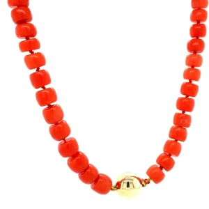 New Bloedkoraal collier met gouden sluiting 14 krt Kettingen Met Edelsteen