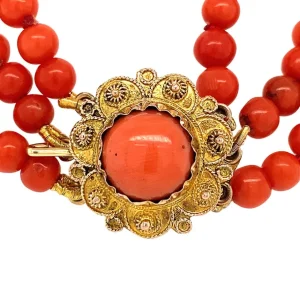 Outlet Bloedkoraal collier met gouden sluiting 14 krt Kettingen Met Edelsteen