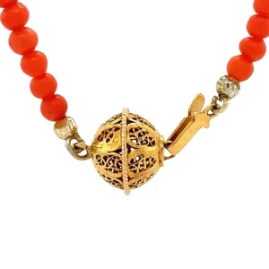 Clearance Bloedkoraal collier met gouden sluiting 14 krt Kettingen Met Edelsteen