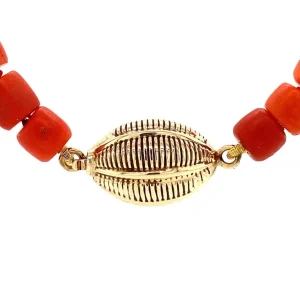 Fashion Bloedkoraal collier met gouden sluiting 14 krt Kettingen Met Edelsteen