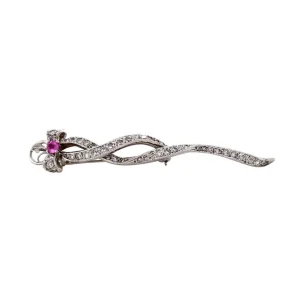 Fashion Broche met roze saffier en diamant 12 krt Broches