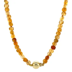 Hot Citrien collier met gouden sluiting 14 krt Kettingen Met Edelsteen