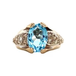 Hot Geelgouden ring met topaas en diamant 18 krt Diamanten Ringen | Ringen Met Edelsteen