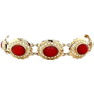 Clearance Gouden armband met bloedkoraal 14 krt Armbanden Met Edelsteen