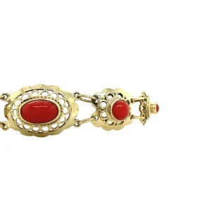 Sale Gouden armband met bloedkoraal 14 krt Armbanden Met Edelsteen