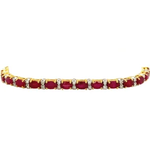Online Gouden armband met robijn en diamant 18 cm 14 krt Armbanden Met Edelsteen