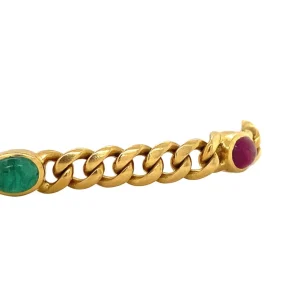 Sale Gouden armband met saffier, smaragd en robijn 18 krt Armbanden Met Edelsteen