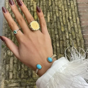 Discount Gouden bangle met keramiek en diamant 18 krt Bangles | Armbanden Met Edelsteen