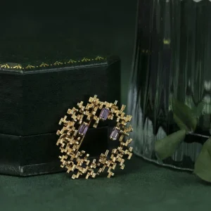 Sale Gouden broche met amethist 14 krt Broches