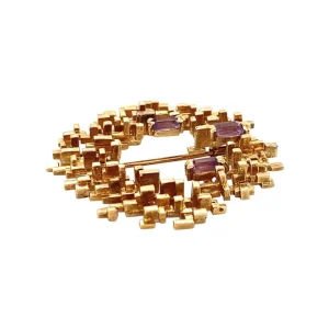 Sale Gouden broche met amethist 14 krt Broches