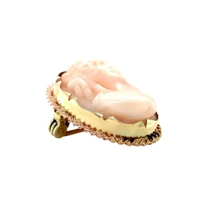 Outlet Gouden broche met angel skin koraal 14 krt Broches