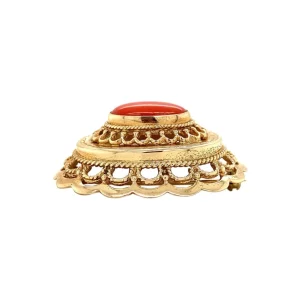 Hot Gouden broche met bloedkoraal 14 krt Broches