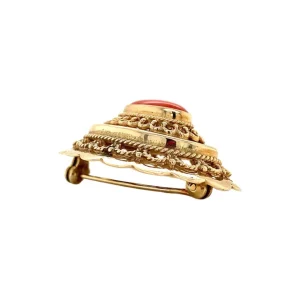 Hot Gouden broche met bloedkoraal 14 krt Broches