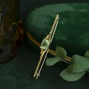 Fashion Gouden broche met groene spinel 14 krt Broches
