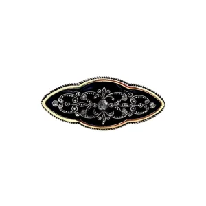 Outlet Gouden broche met kobalt glas en roosdiamant 14 krt Broches