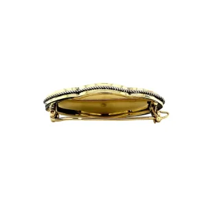 Outlet Gouden broche met kobalt glas en roosdiamant 14 krt Broches