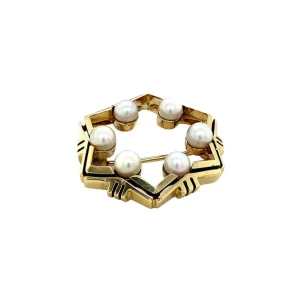 Sale Gouden broche met parel 14 krt Broches