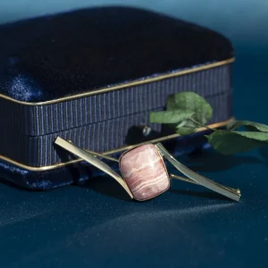 Hot Gouden broche met rhodochrosiet 14 krt Broches