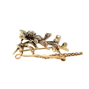 Outlet Gouden broche met roosdiamant 14 krt Broches