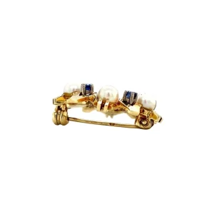 Clearance Gouden broche met saffier en parel 14 krt Broches