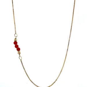 Hot Gouden collier met bloedkoraal 14 krt Kettingen Met Edelsteen | Gouden Kettingen