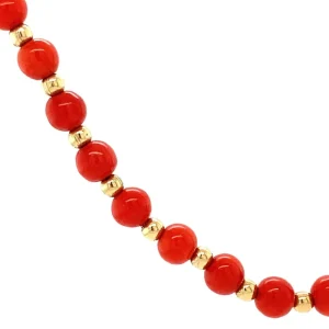 Discount Gouden collier met bloedkoraal 14 krt Kettingen Met Edelsteen