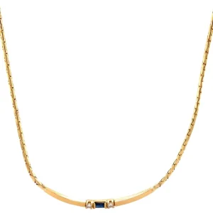 Discount Gouden collier met diamant en saffier hanger 14 krt Kettingen Met Edelsteen