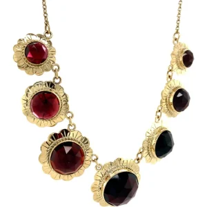 Outlet Gouden collier met granaat 14 krt Kettingen Met Edelsteen