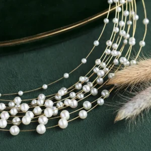 Hot Gouden collier met parel 14 krt Kettingen Met Edelsteen
