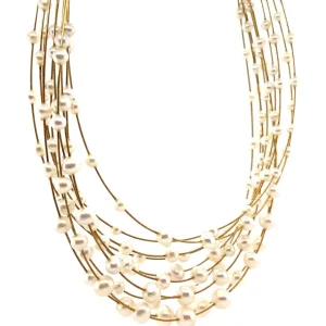 Hot Gouden collier met parel 14 krt Kettingen Met Edelsteen