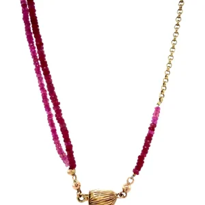 New Gouden collier met robijn 14 krt Kettingen Met Edelsteen