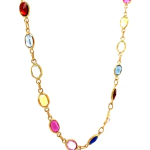 Clearance Gouden collier met spinel, saffier, robijn en granaat 18 krt Kettingen Met Edelsteen