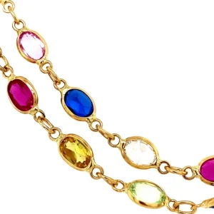 Clearance Gouden collier met spinel, saffier, robijn en granaat 18 krt Kettingen Met Edelsteen