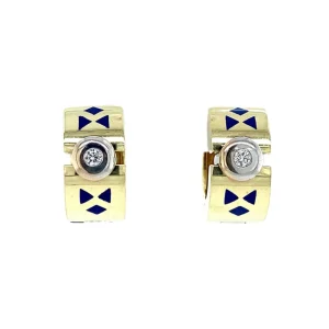 Outlet Gouden creolen met diamant en emaille 14 krt Oorbellen Met Edelsteen | Oorringen