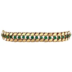 Hot Gouden fantasie armband met smaragd 14 krt Gouden Armbanden | Armbanden Met Edelsteen