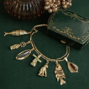 Outlet Gouden fantasie collier 14 krt Gouden Kettingen