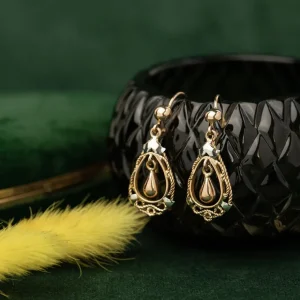 Sale Gouden fantasie oorhangers 14 krt Oorbellen Met Edelsteen