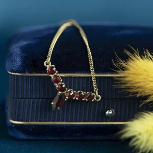 New Gouden gourmet collier met granaat hanger 14 krt Kettingen Met Edelsteen