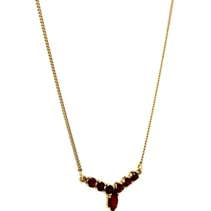 New Gouden gourmet collier met granaat hanger 14 krt Kettingen Met Edelsteen