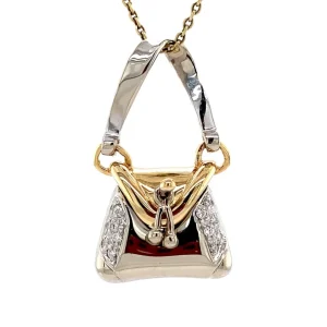 Best Gouden handtas hanger met diamant 14 krt Gouden Hanger Met Edelsteen