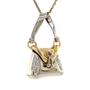 Best Gouden handtas hanger met diamant 14 krt Gouden Hanger Met Edelsteen